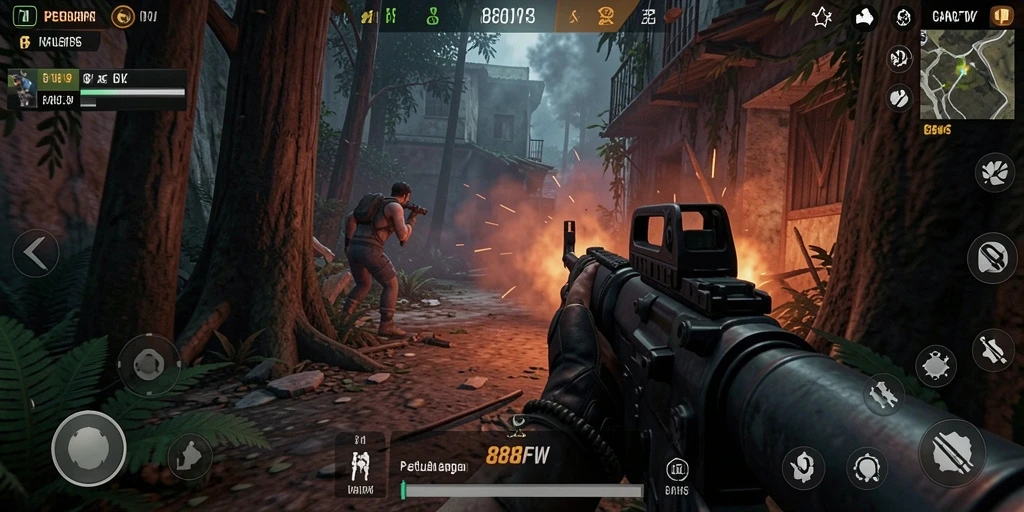 Screenshot utama 888FW dengan gameplay menegangkan dan peta yang dinamis.