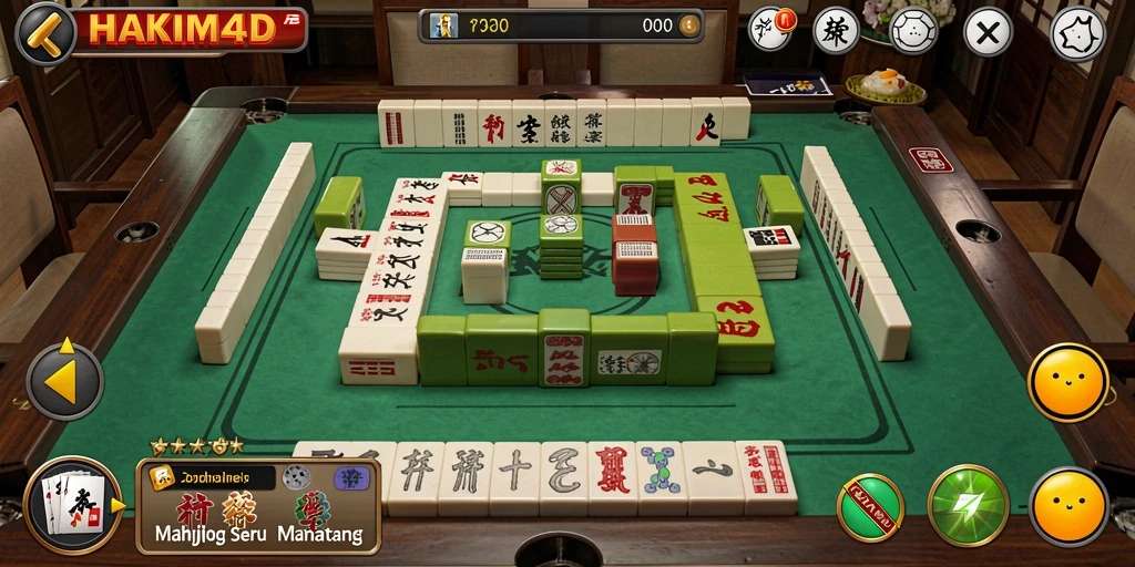 Screenshot utama HAKIM4D menunjukkan gameplay Mahjong yang seru.