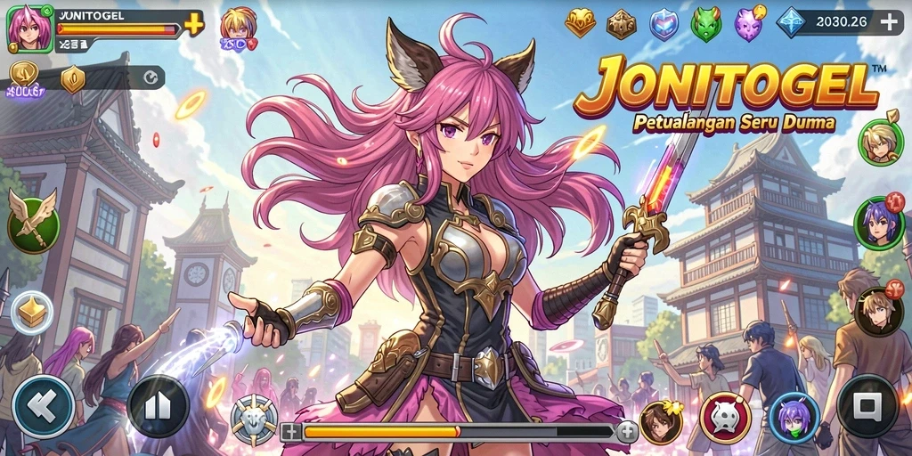 Gambar utama gameplay JONITOGEL menampilkan aksi seru karakter anime.