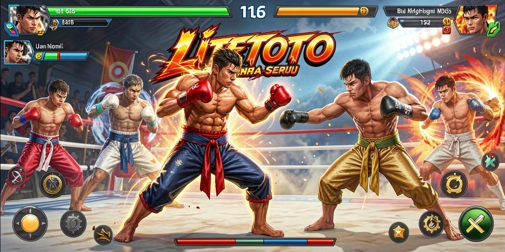 Screenshot gameplay LITETOTO menampilkan pertarungan yang intens.