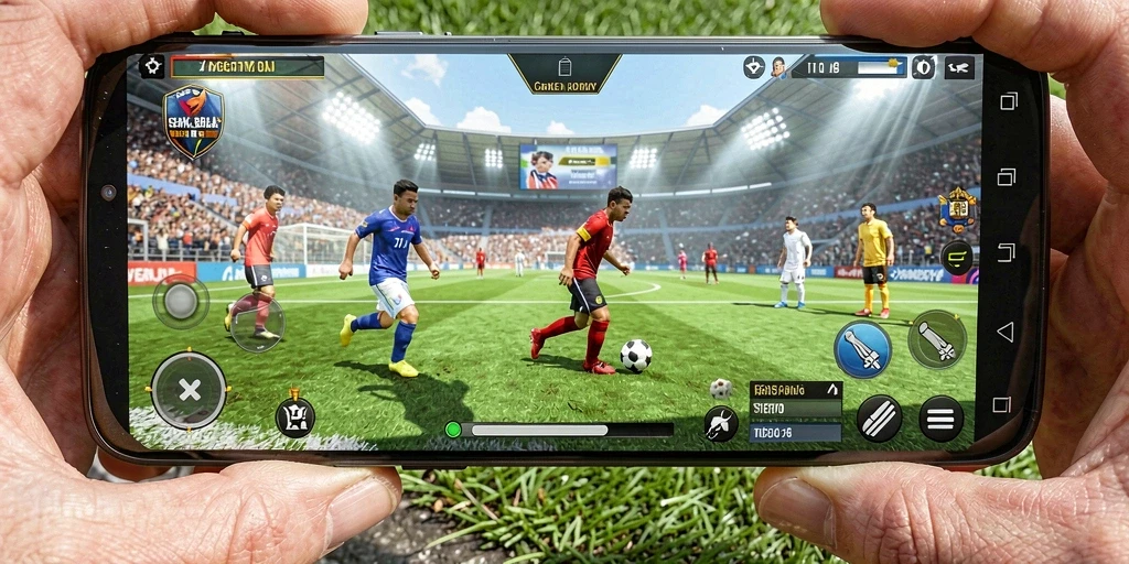 Screenshot MEGA111 menunjukkan aksi seru dalam pertandingan sepak bola.