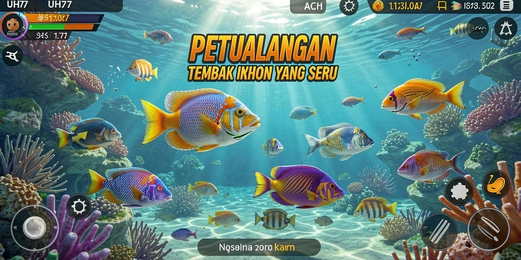 Tampilan gameplay UH77 yang seru saat menembak ikan.